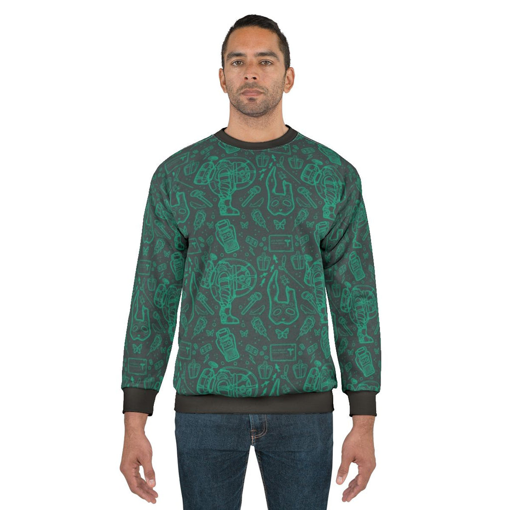 Bioshock Rapture gaming sweatshirt with continuous blue pattern