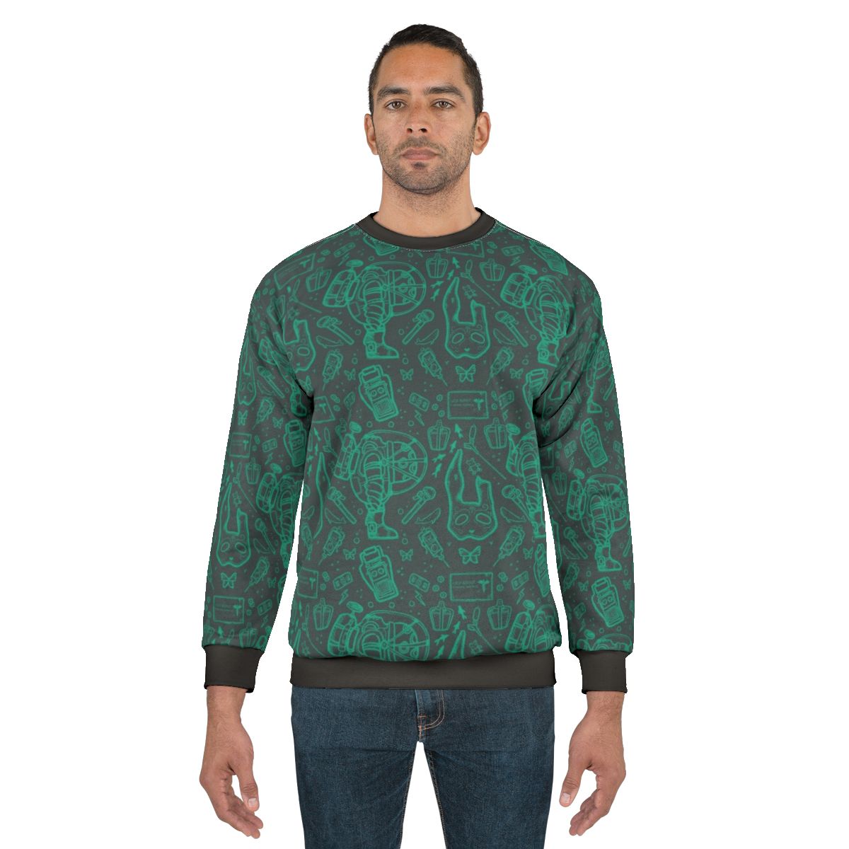 Bioshock Rapture gaming sweatshirt with continuous blue pattern