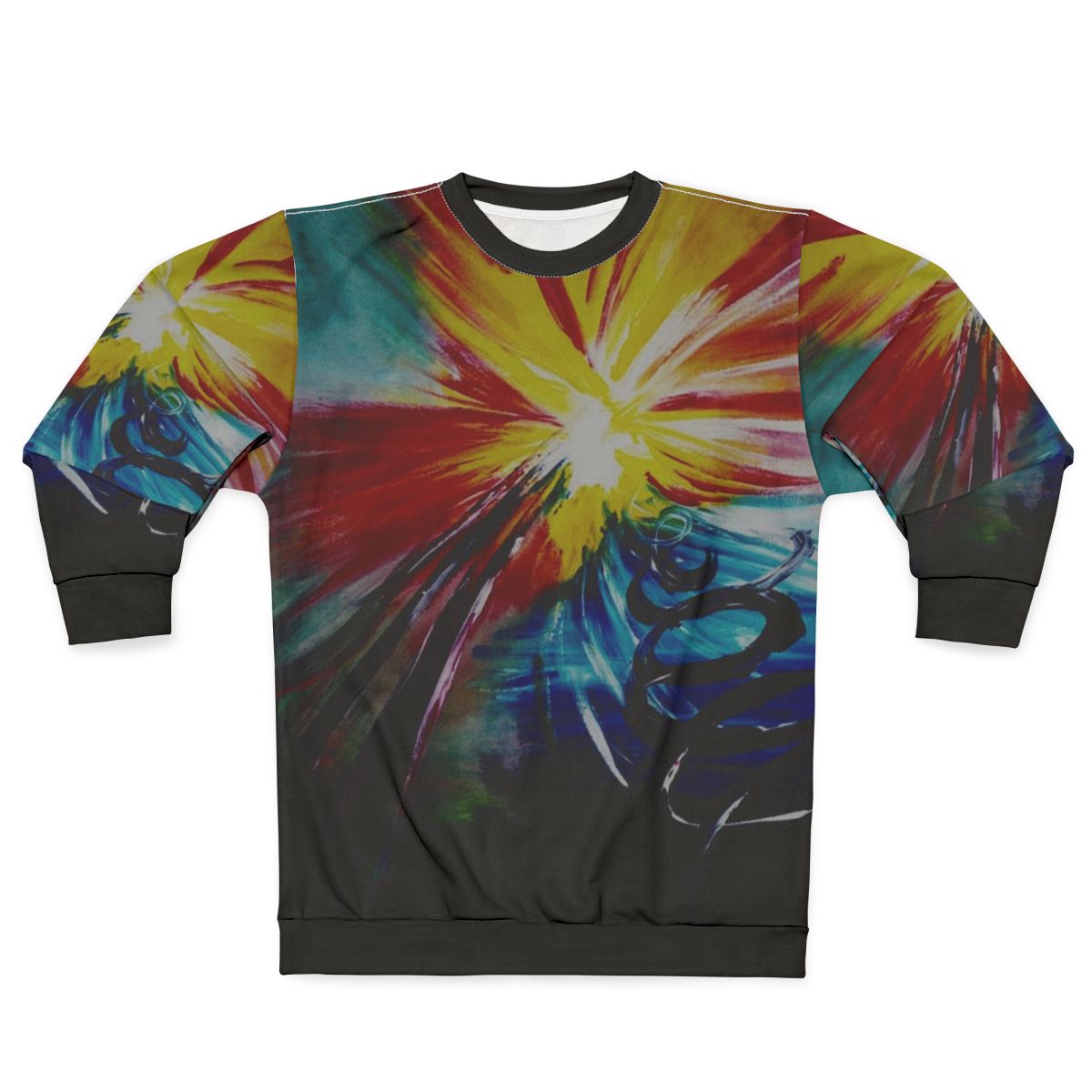 Bipolar Sweatshirt with Abstract Artistic Design Depicting Emotional Extremes