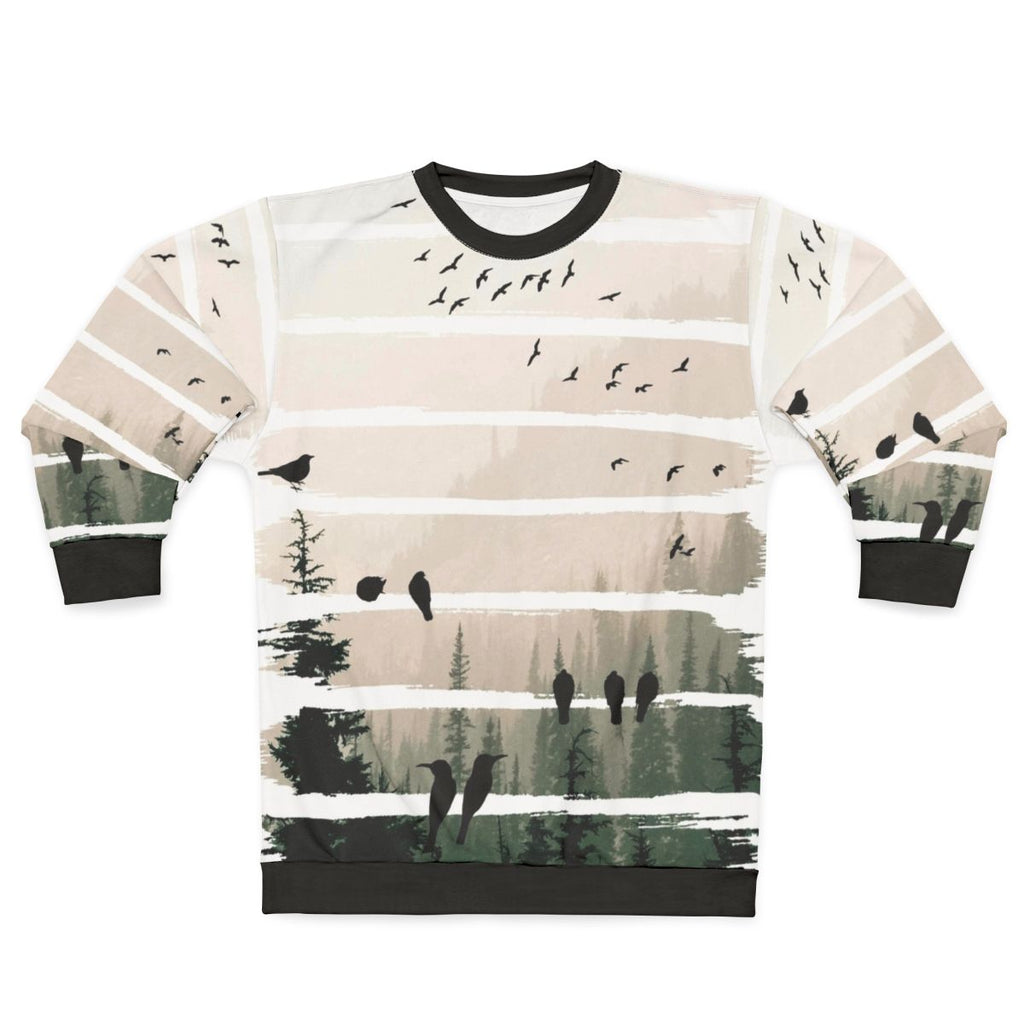 Birds watching birds at sunset abstract nature sweatshirt