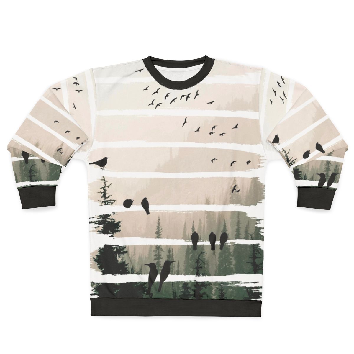 Birds watching birds at sunset abstract nature sweatshirt