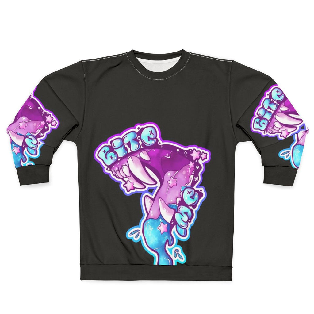 Pastel gore sweatshirt with fangs and candy aesthetic