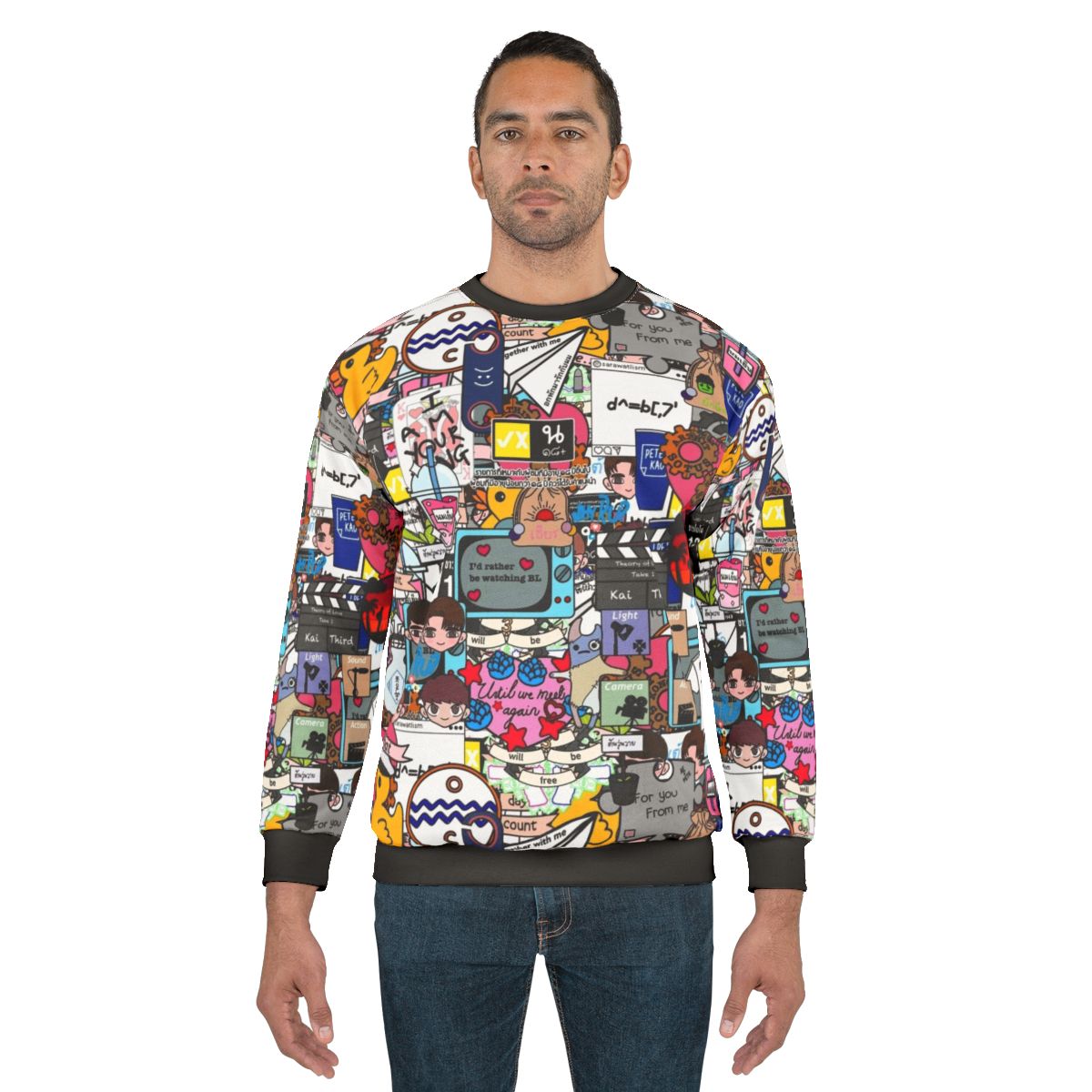 BL-themed sweatshirt with sticker bomb graphic