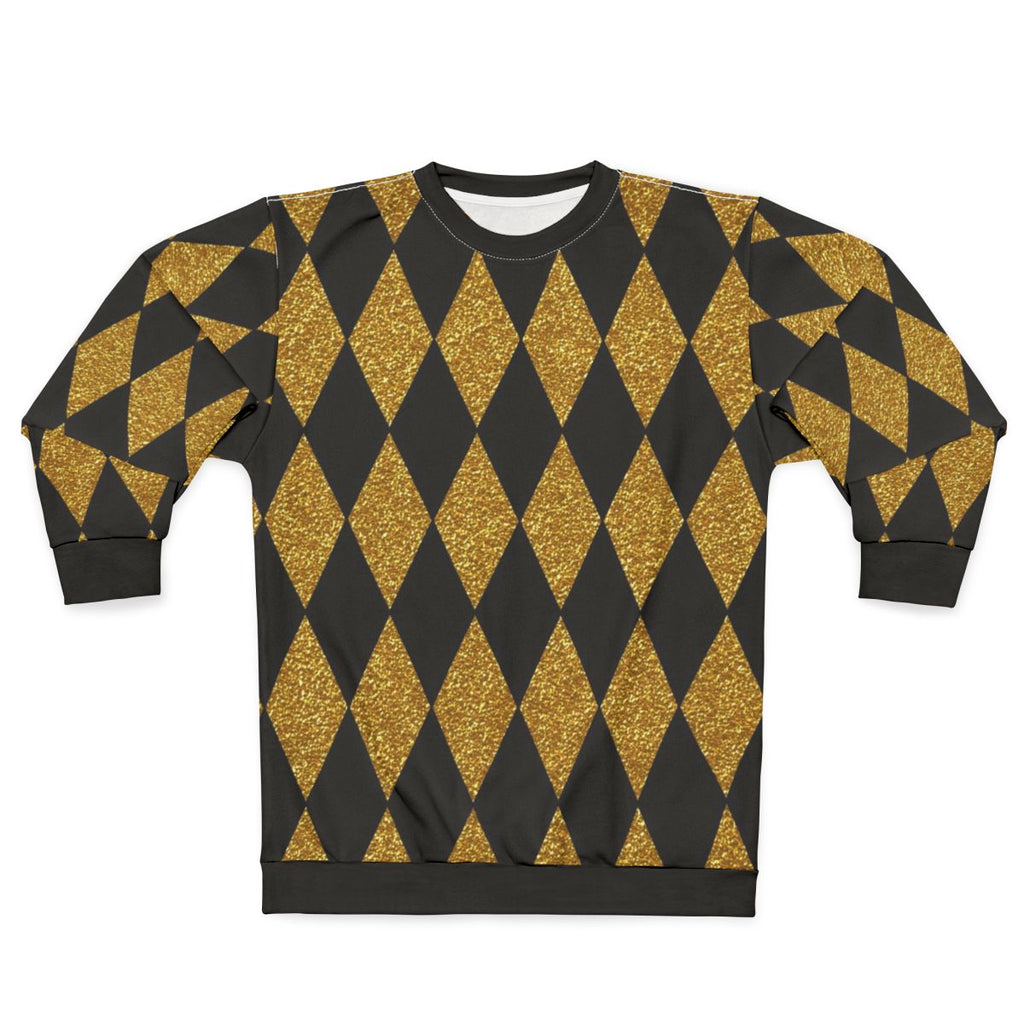 Black and gold harlequin pattern sweatshirt