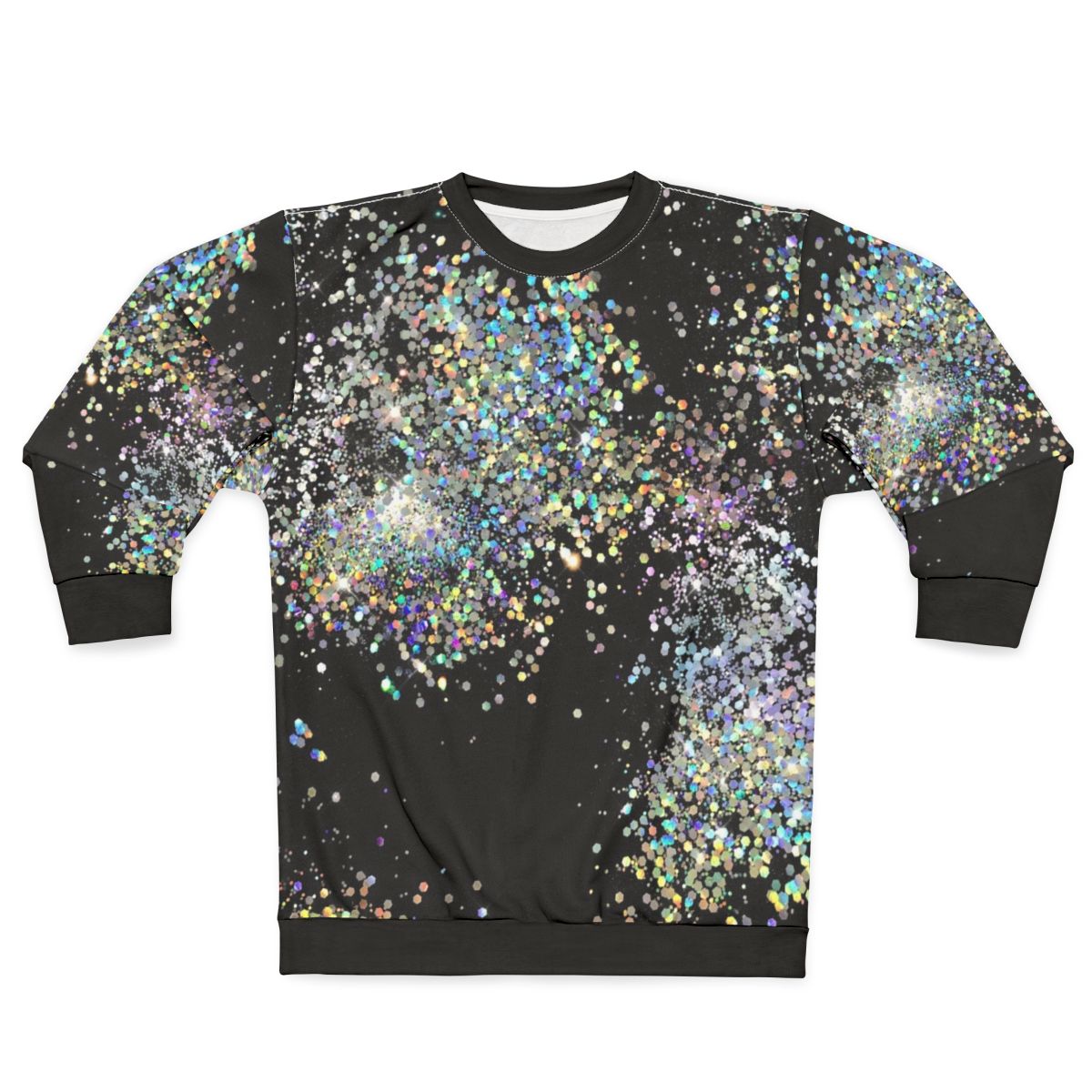 Black and Multicolor Sequins Faux Sweatshirt