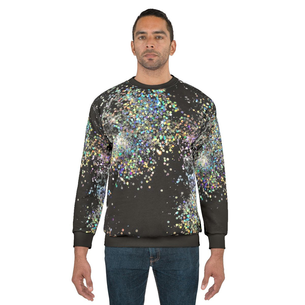 Black and Multicolor Sequins Faux Sweatshirt
