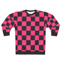 Black and pink checkered pattern sweatshirt