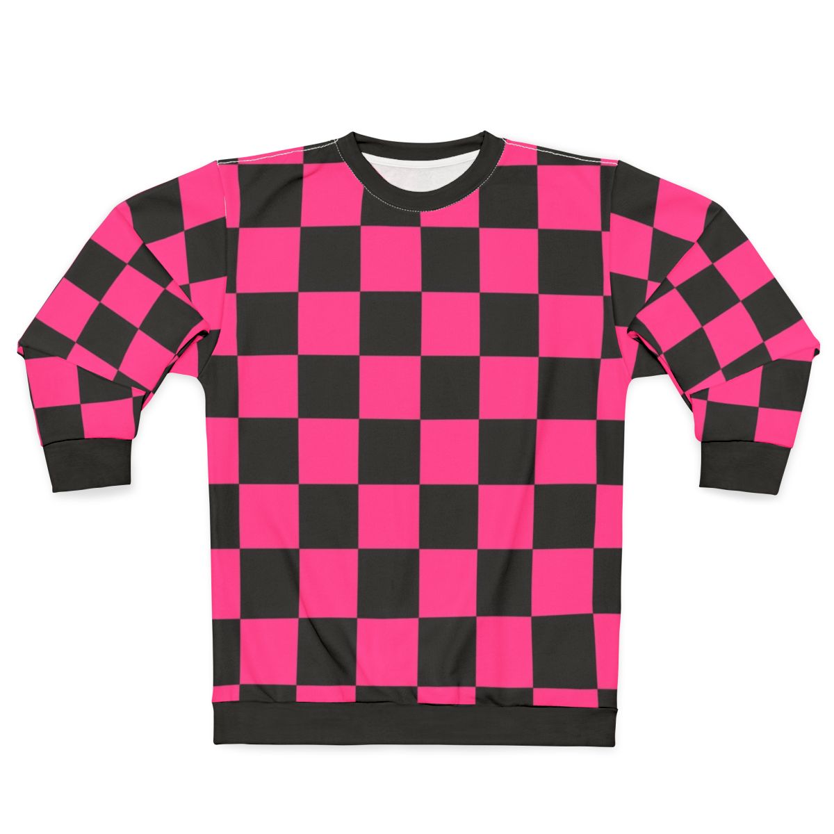 Black and pink checkered pattern sweatshirt