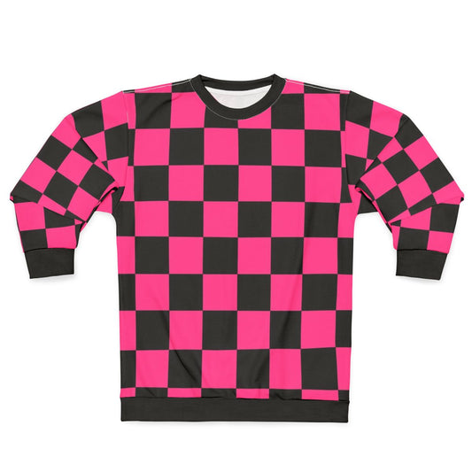 Black and pink checkered pattern sweatshirt