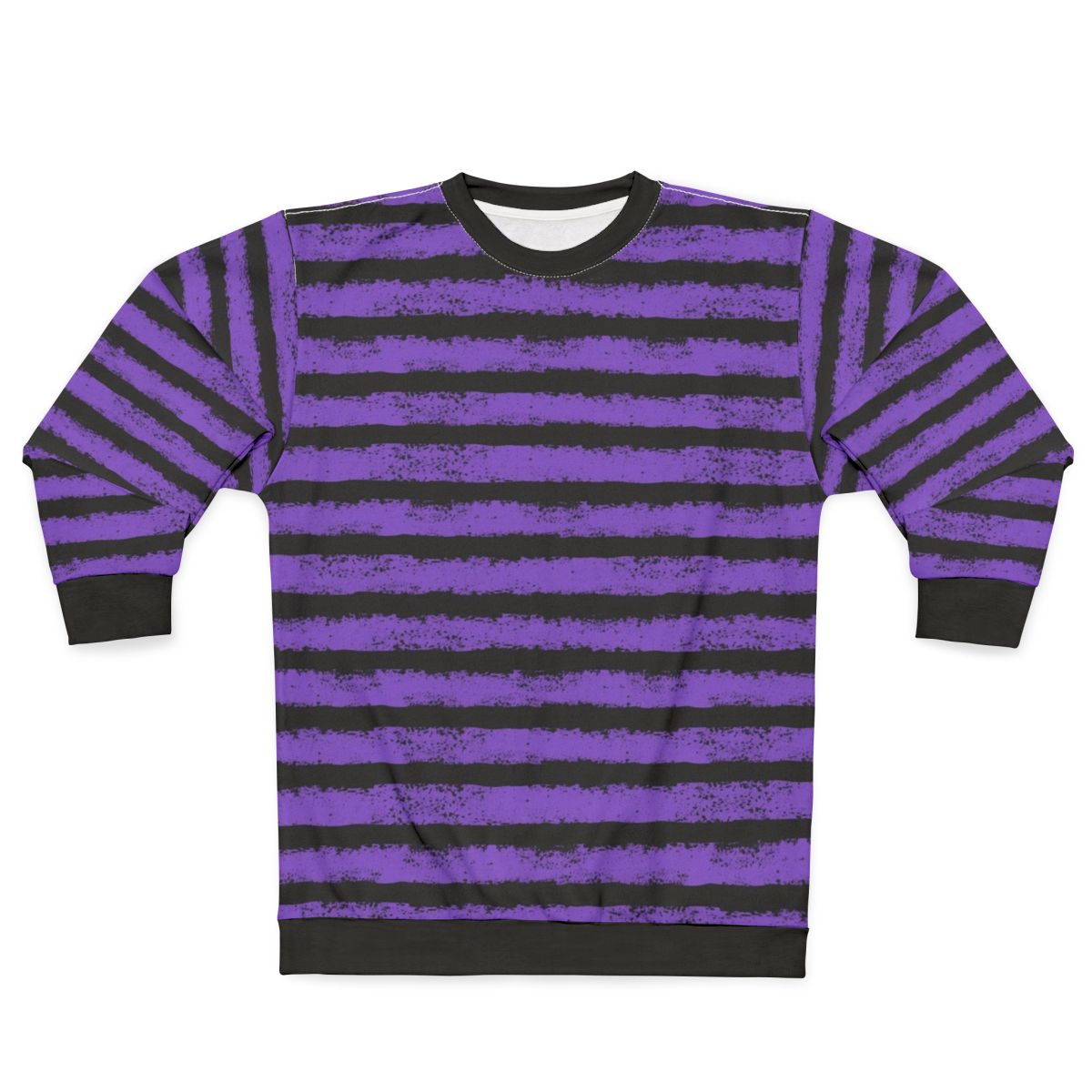 Distressed black and purple splatter stripe sweatshirt