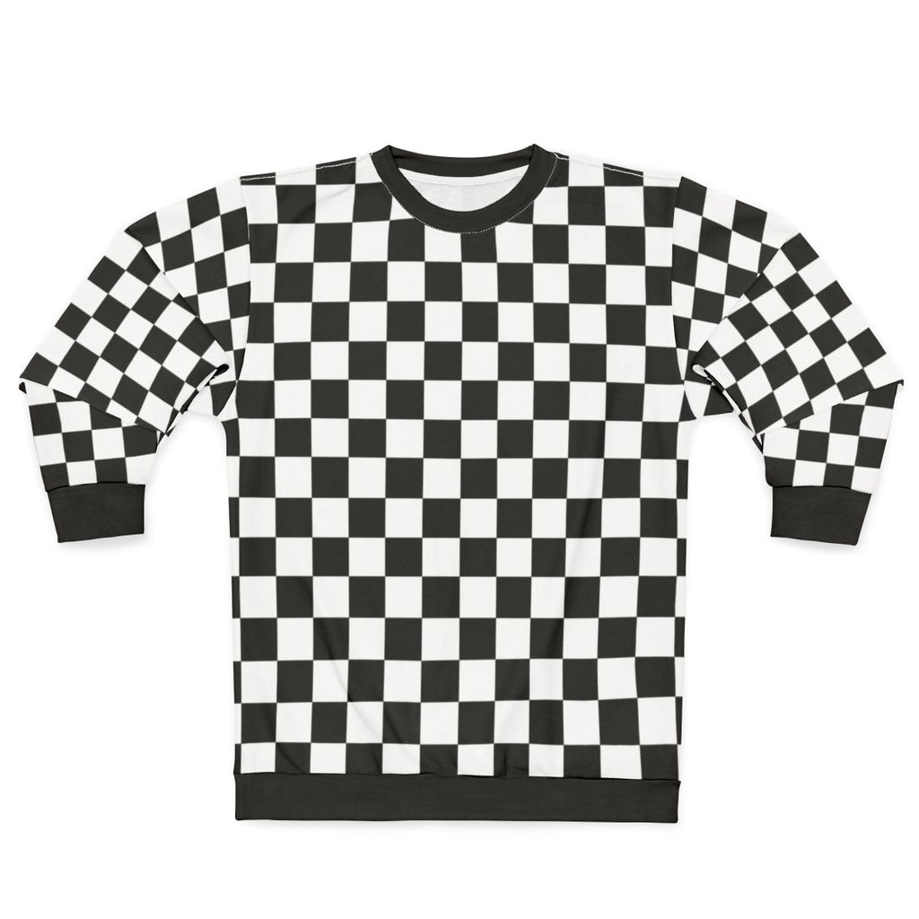Monochrome checkerboard pattern sweatshirt