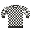 Monochrome checkerboard pattern sweatshirt