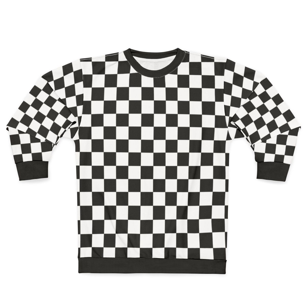 Monochrome checkerboard pattern sweatshirt