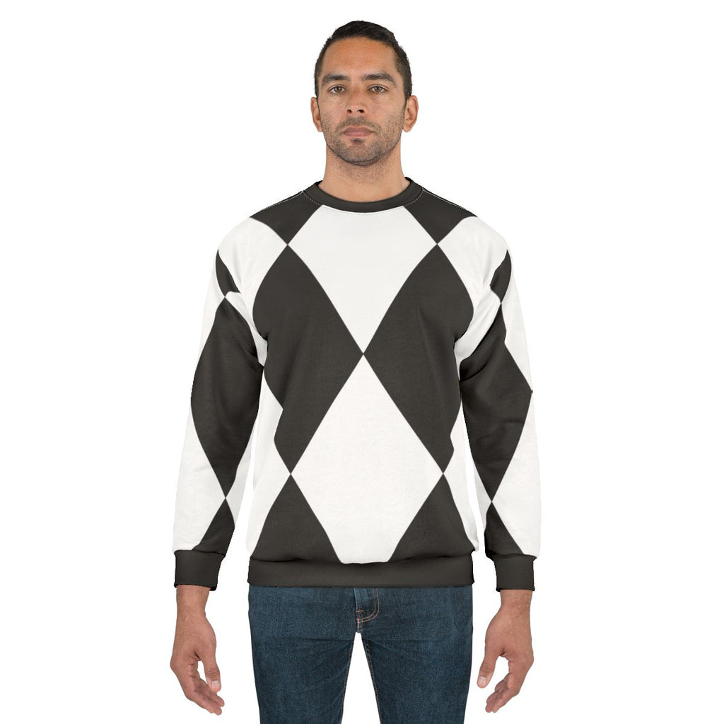 Harlequin black and white graphic pattern sweatshirt