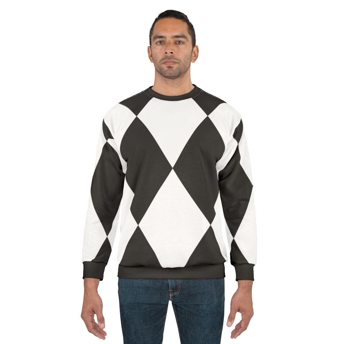 Harlequin black and white graphic pattern sweatshirt