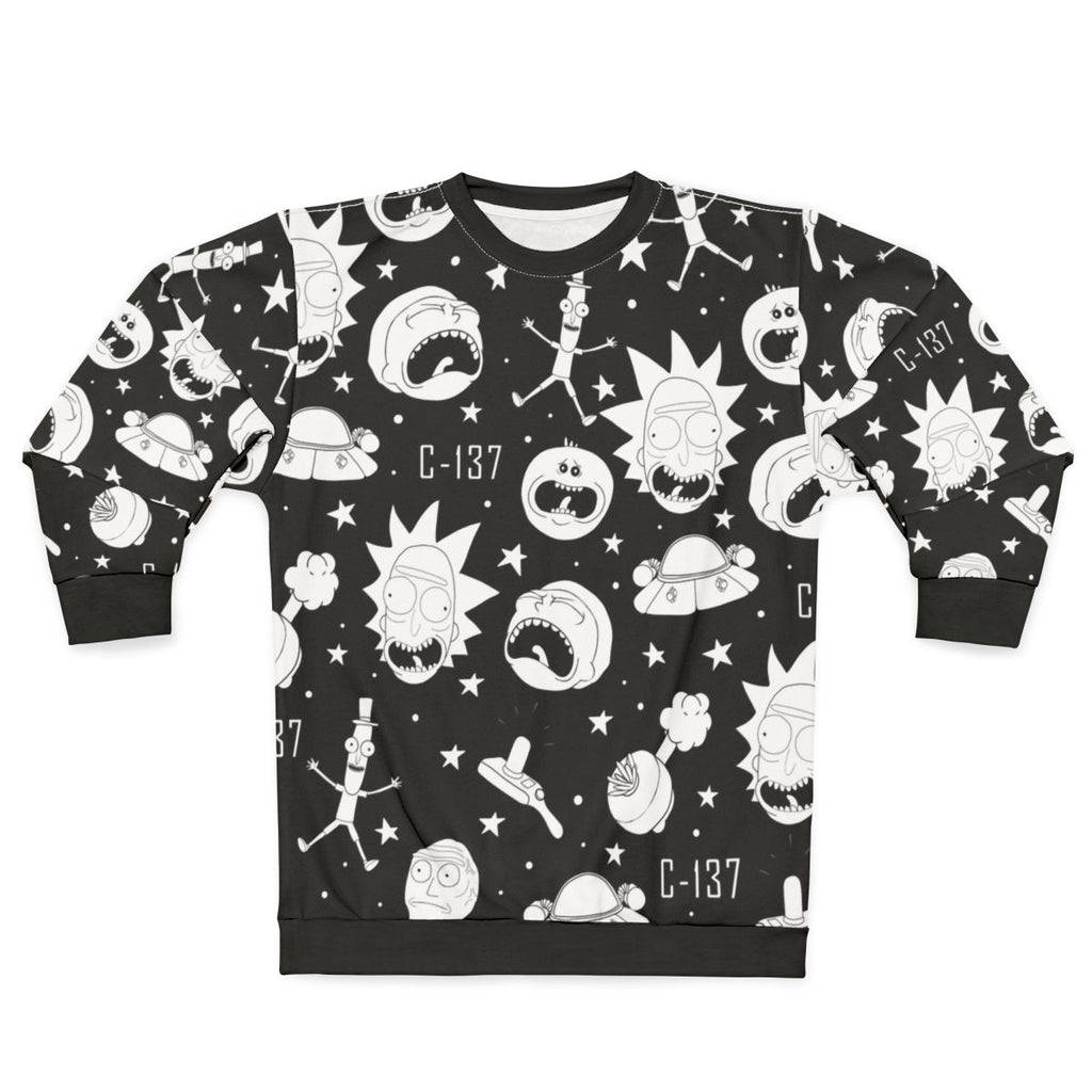 Black and White Rick and Morty Pattern Sweatshirt