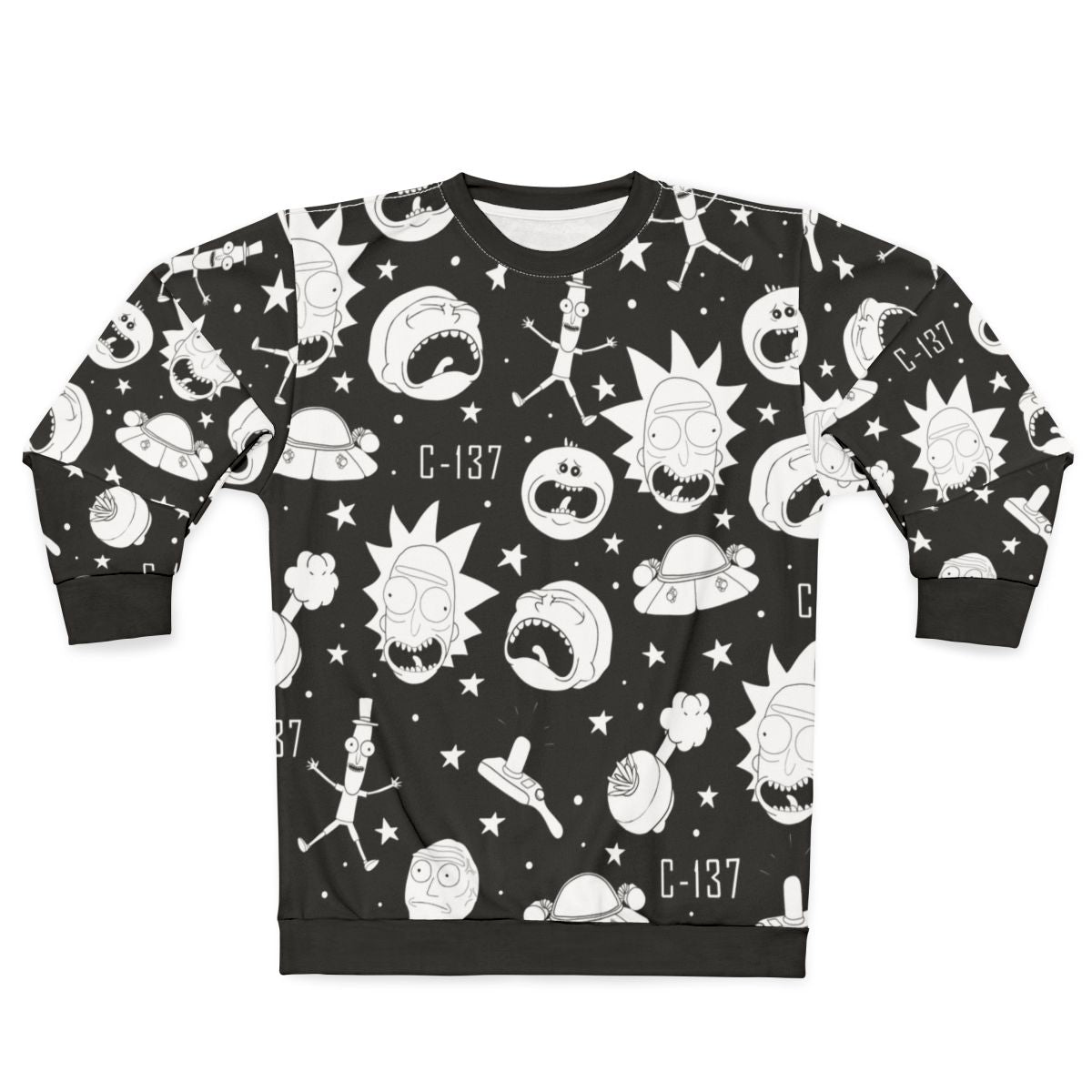 Black and White Rick and Morty Pattern Sweatshirt