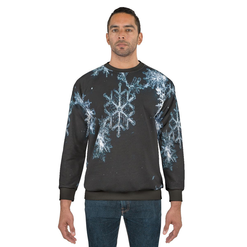 Black and white snowflake pattern sweatshirt