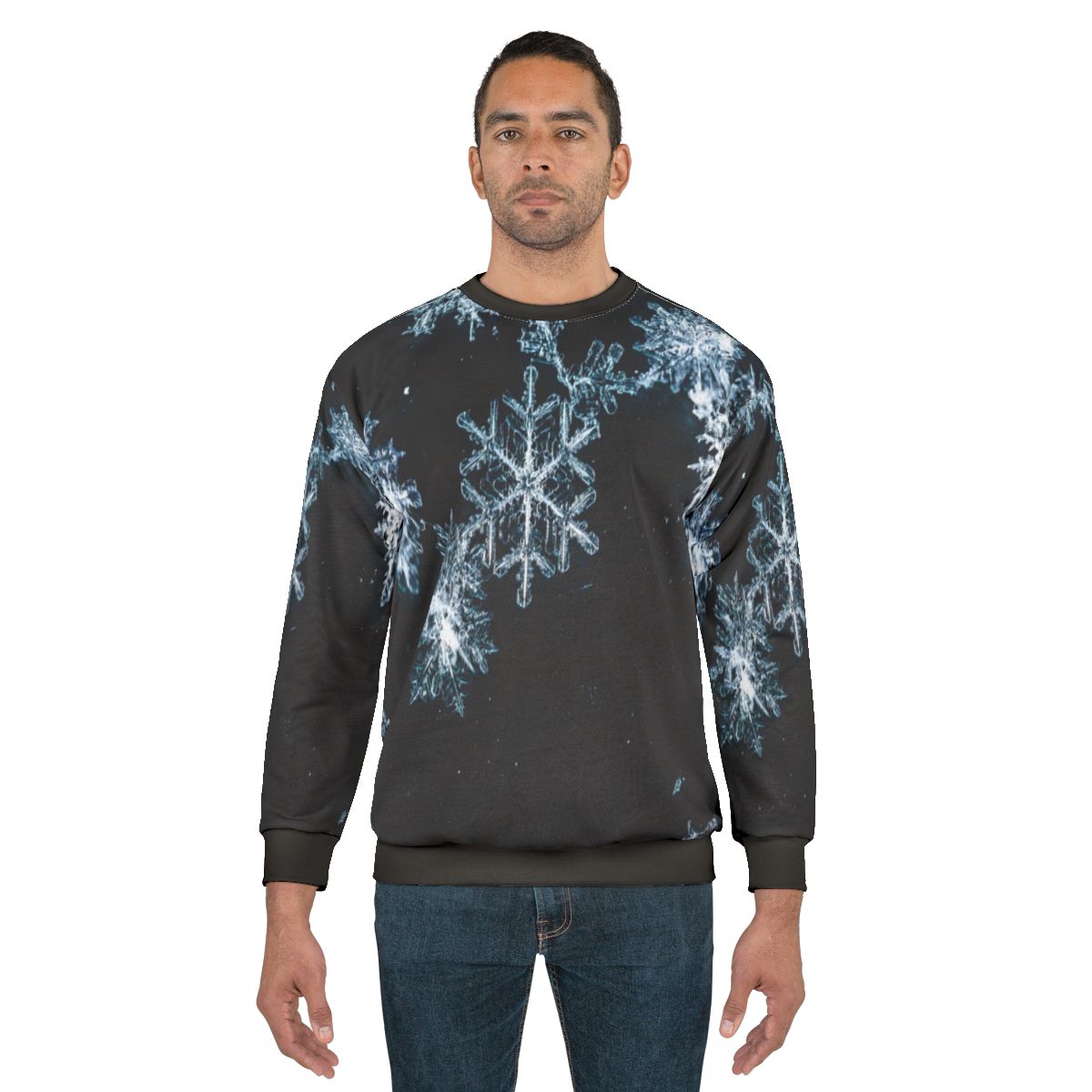 Black and white snowflake pattern sweatshirt