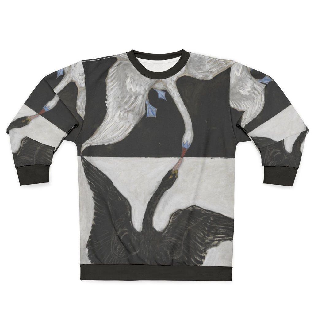 Black and white swan graphic sweatshirt design