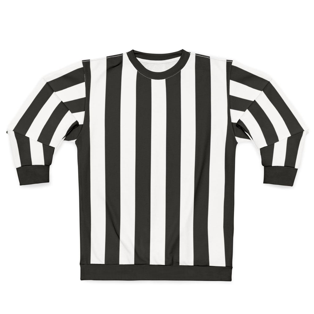 Black and white vertical striped sweatshirt