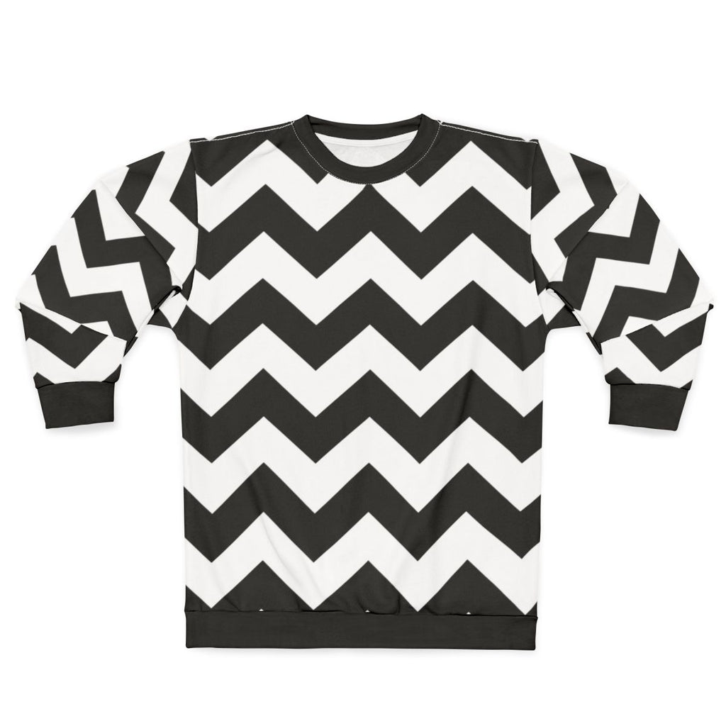 Black and white zig zag geometric pattern sweatshirt