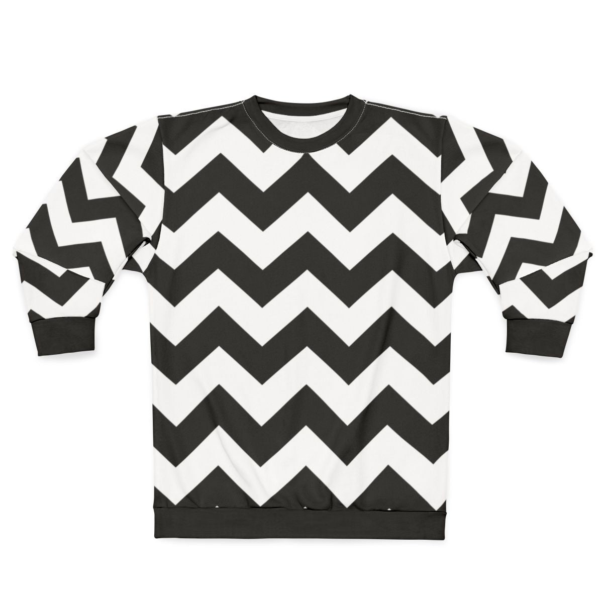 Black and white zig zag geometric pattern sweatshirt