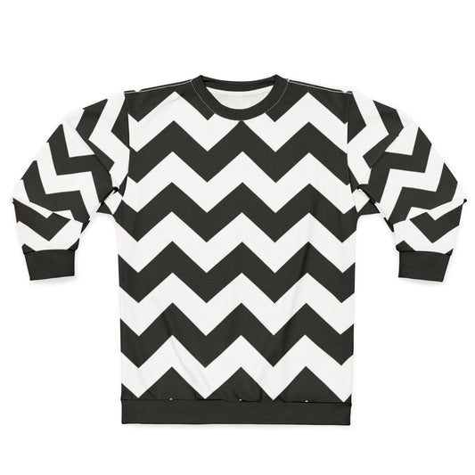 Black and white zig zag geometric pattern sweatshirt