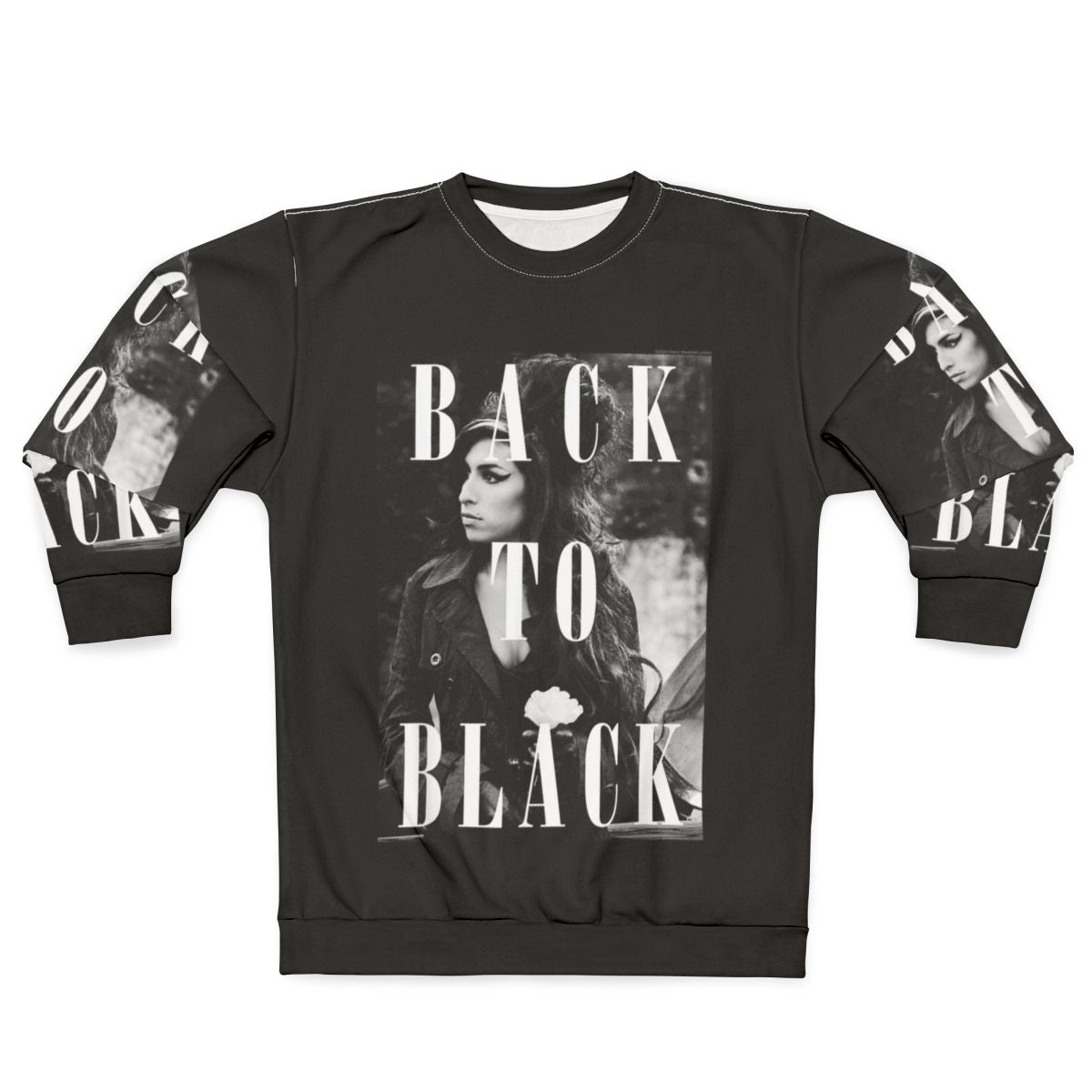 Vintage black sweatshirt with soul music and Amy Winehouse inspired design