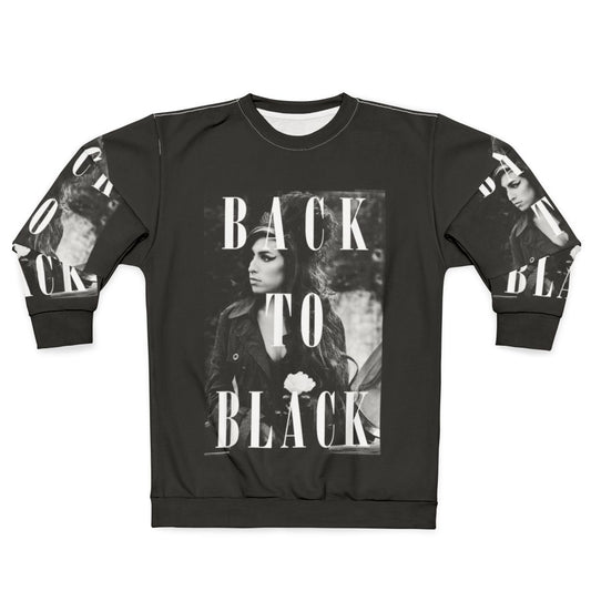 Vintage black sweatshirt with soul music and Amy Winehouse inspired design