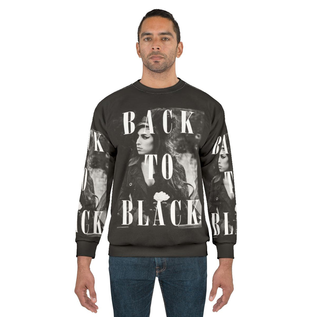 Vintage black sweatshirt with soul music and Amy Winehouse inspired design