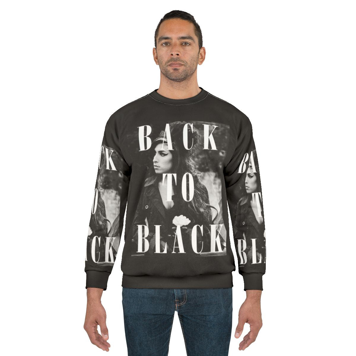Vintage black sweatshirt with soul music and Amy Winehouse inspired design