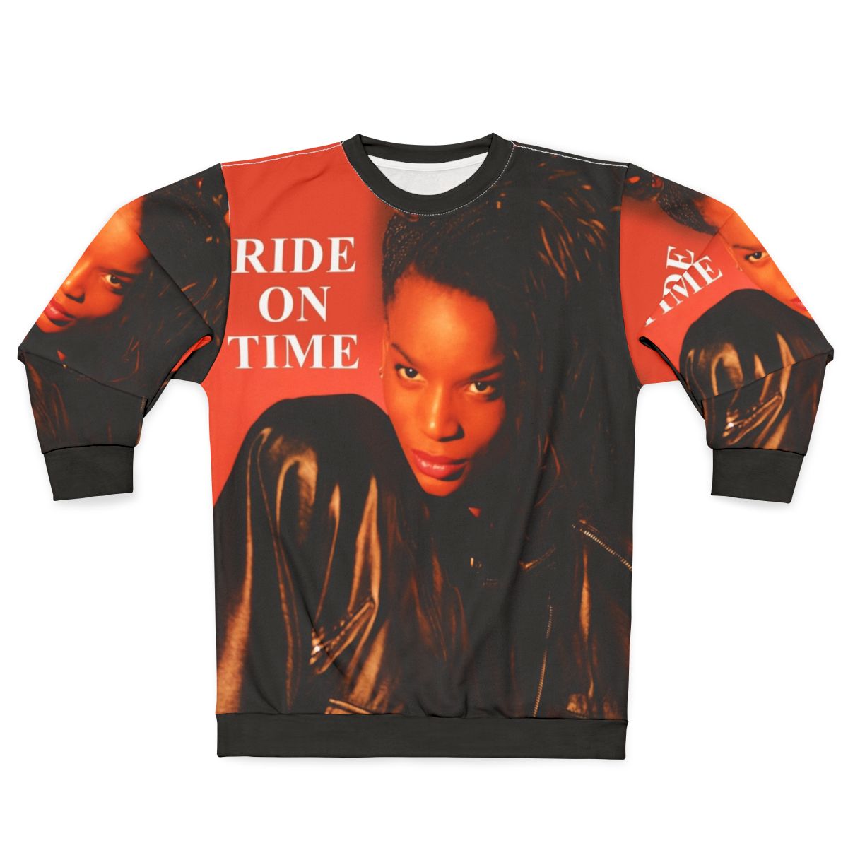 Retro 90s sweatshirt with Black Box "Ride On Time" band logo