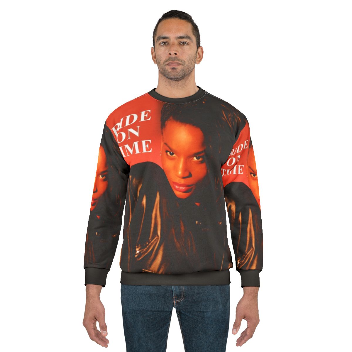 Retro 90s sweatshirt with Black Box "Ride On Time" band logo