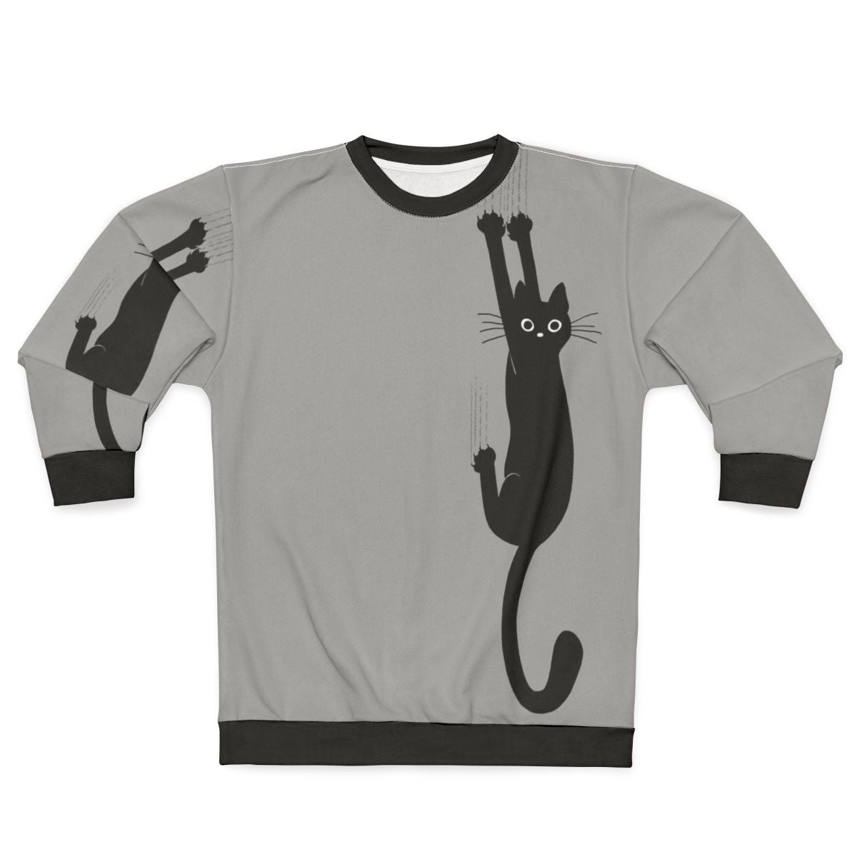 Black Cat Holding On Sweatshirt for Cat Lovers