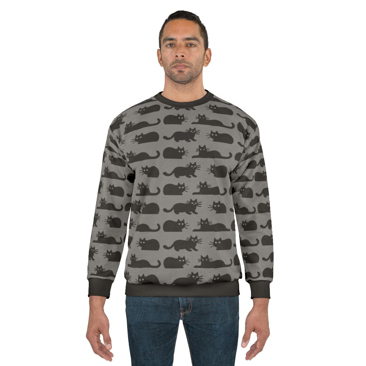 Black cat sweatshirt with spooky design