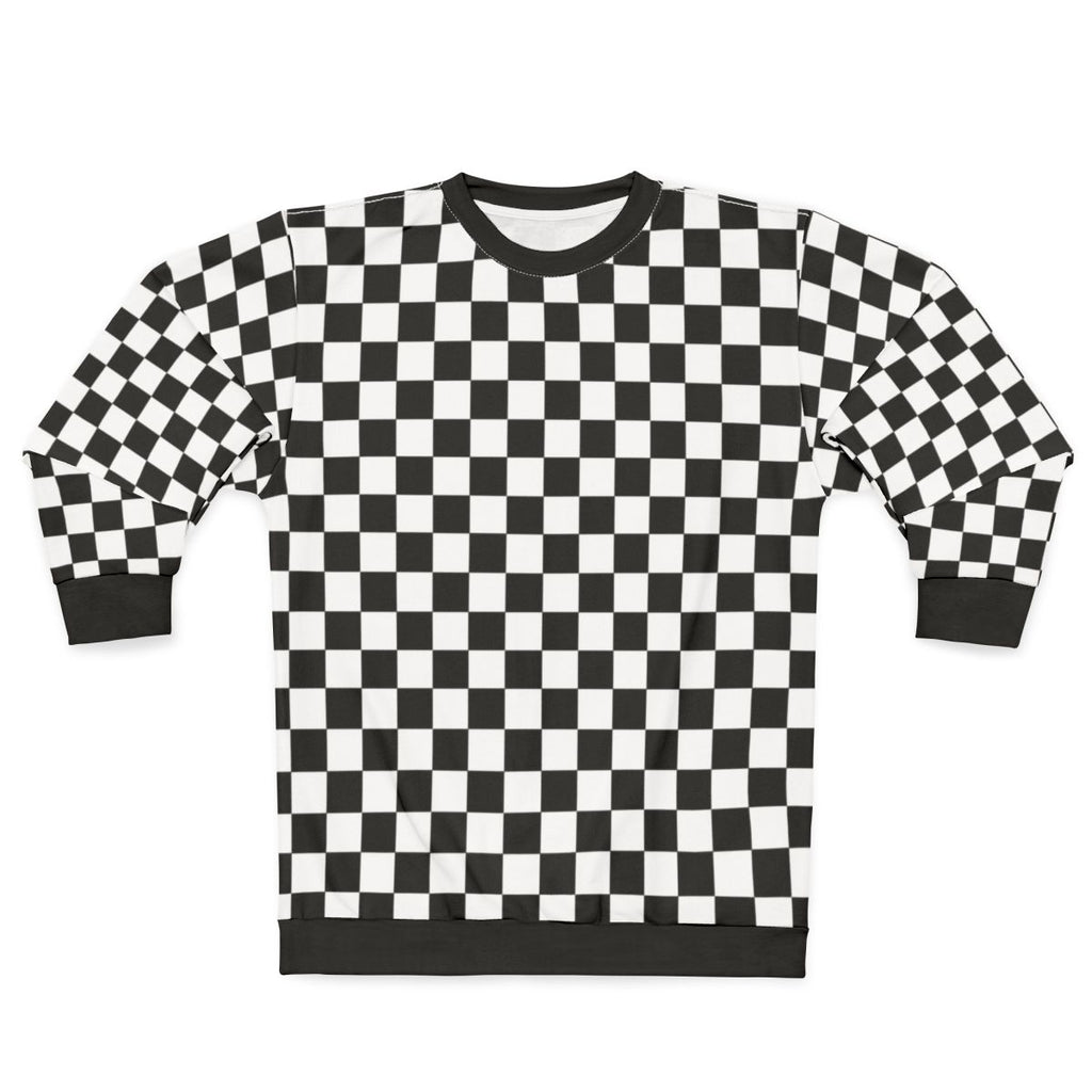 Black and white checkered pattern sweatshirt