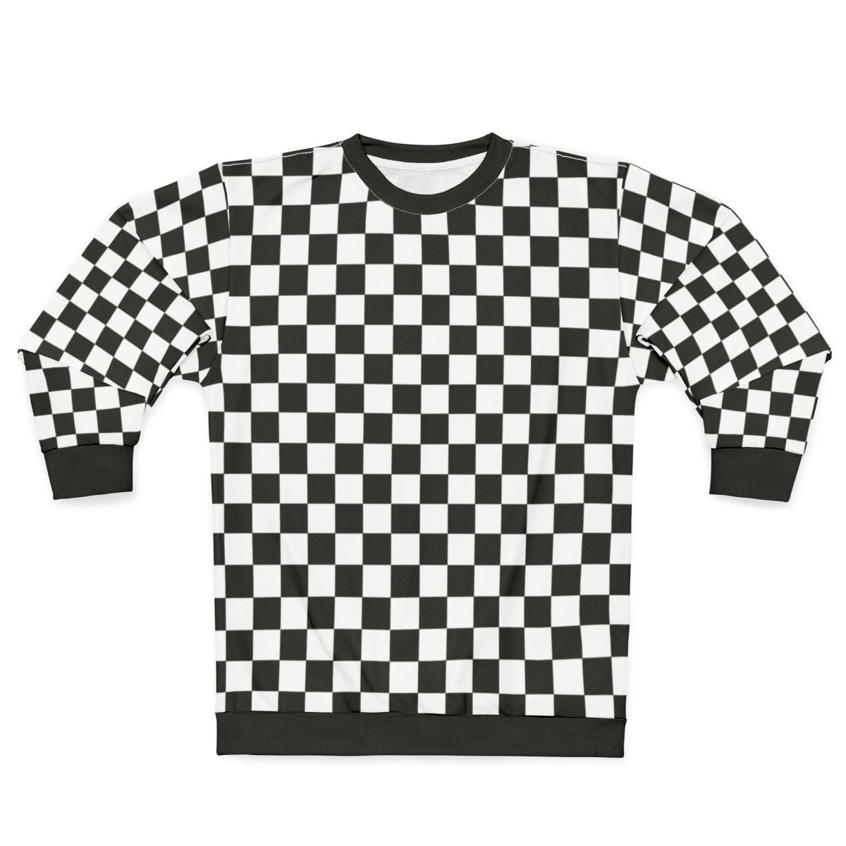 Black and white checkered pattern sweatshirt