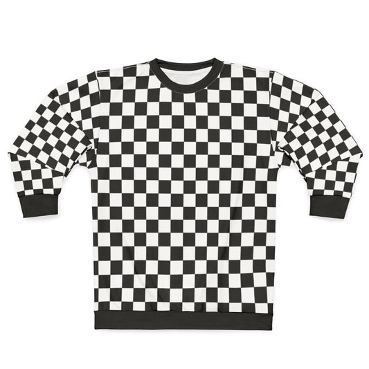 Black and white checkered pattern sweatshirt