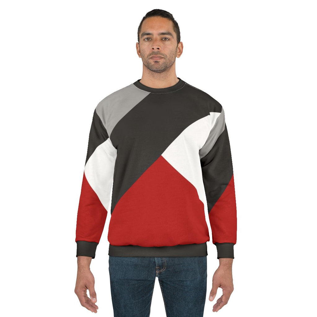 Black and white diagonal stripe with triangle pattern geometric sweatshirt