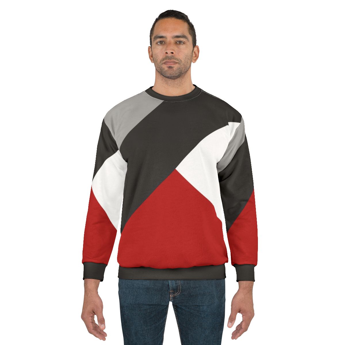 Black and white diagonal stripe with triangle pattern geometric sweatshirt