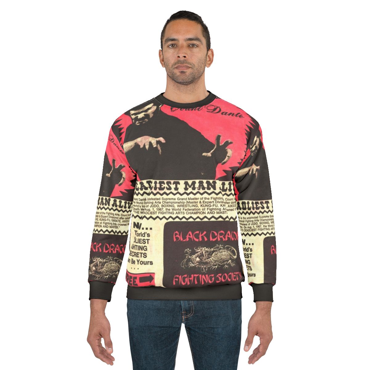 Retro Black Dragon Fighting Society Superhero Sweatshirt
