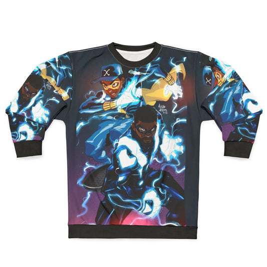 Black sweatshirt with lightning graphic