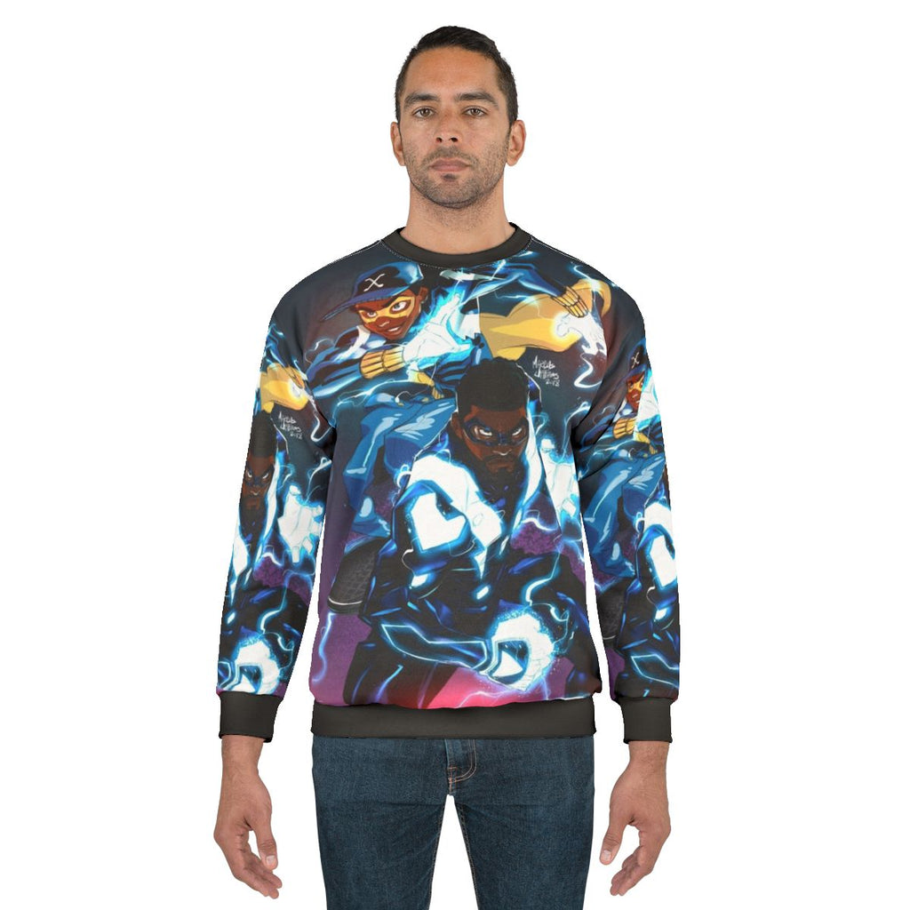 Black sweatshirt with lightning graphic