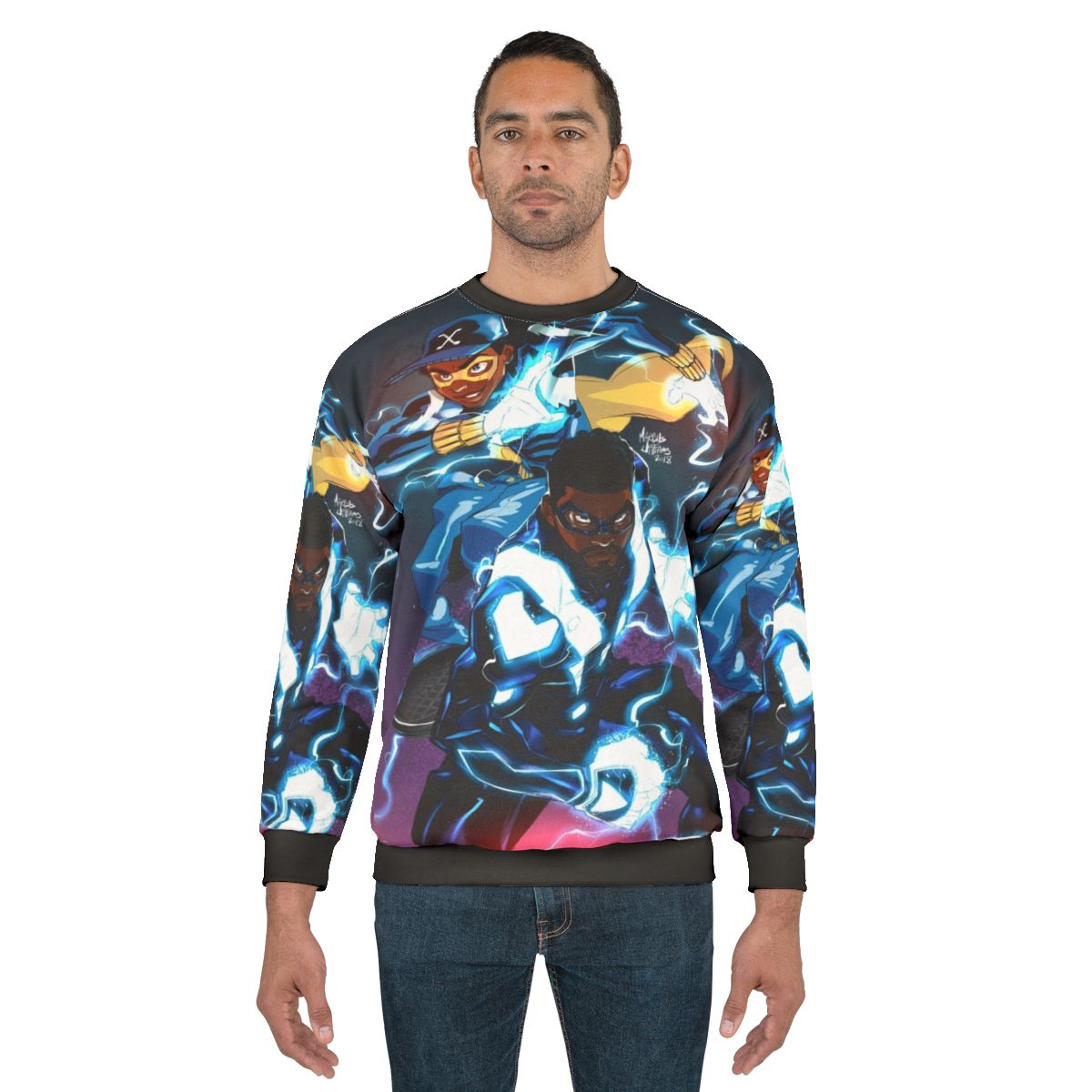 Black sweatshirt with lightning graphic