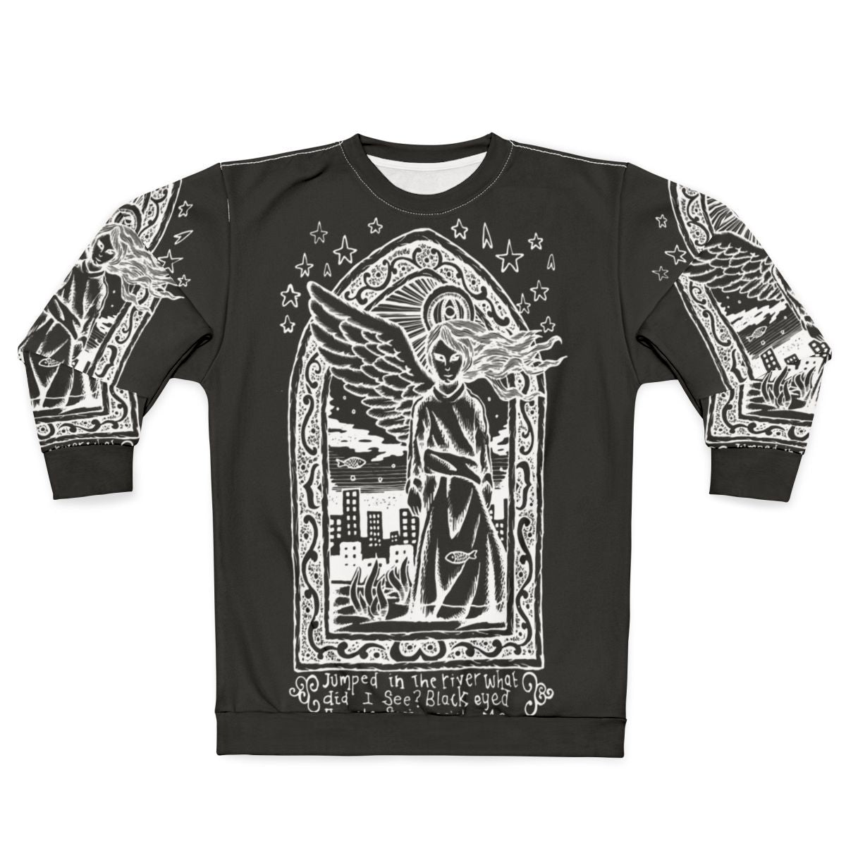 Inverted black eyed angels graphic sweatshirt