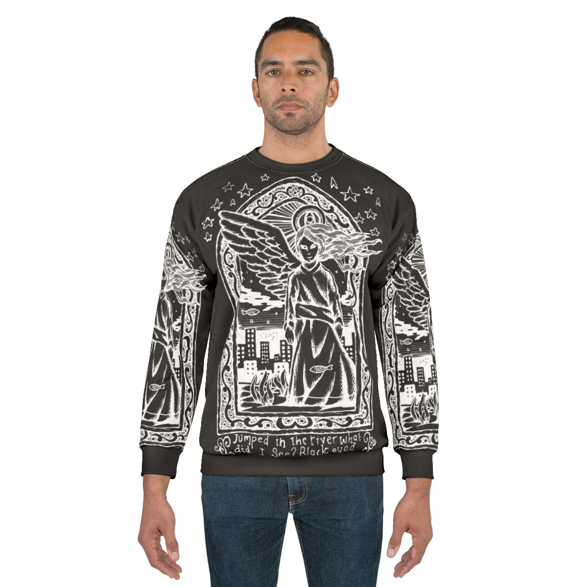 Inverted black eyed angels graphic sweatshirt
