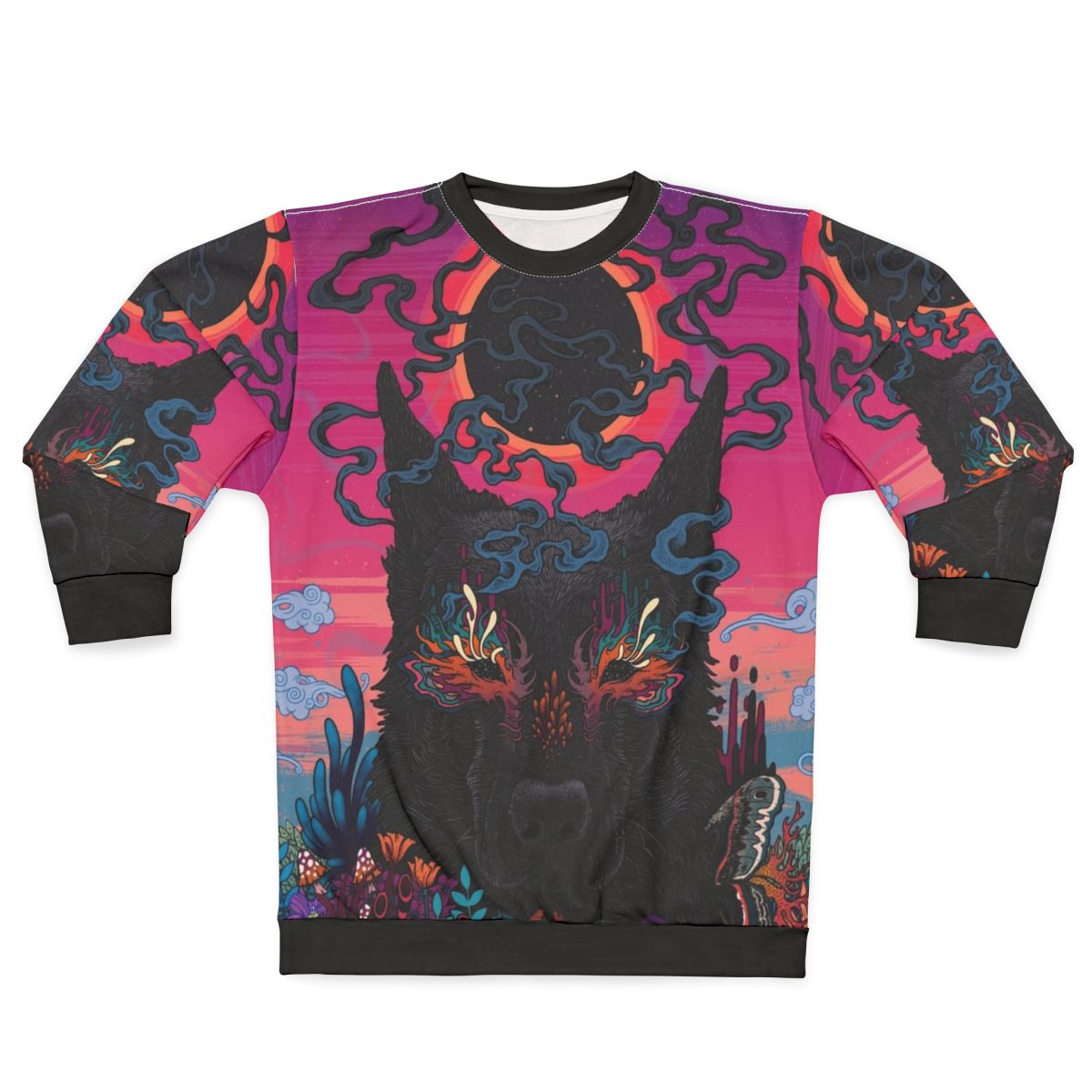 Psychedelic black eyed dog neon sweatshirt