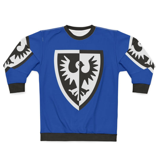 Black Falcon Shield Logo Sweatshirt for Lego Fans and Castle Enthusiasts
