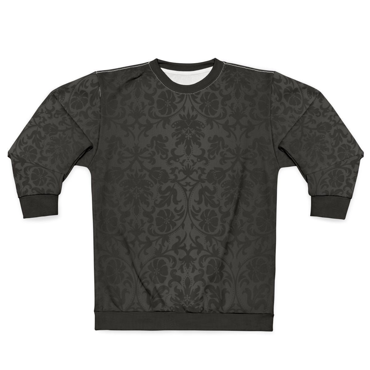 Black floral damask sweatshirt with a stylish and classy pattern design